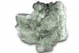 Green Cubic Fluorite Crystal Cluster on Druzy Quartz - China #323073-2